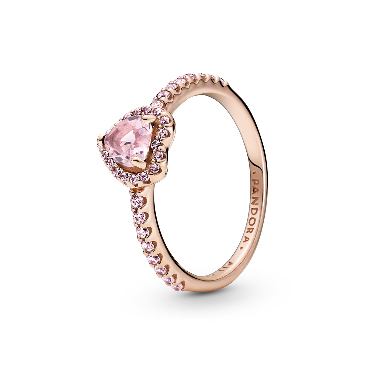 Heart 14k rose gold-plated ring with orchid pink crystal and fancy fairy tale pink cubic zirconia