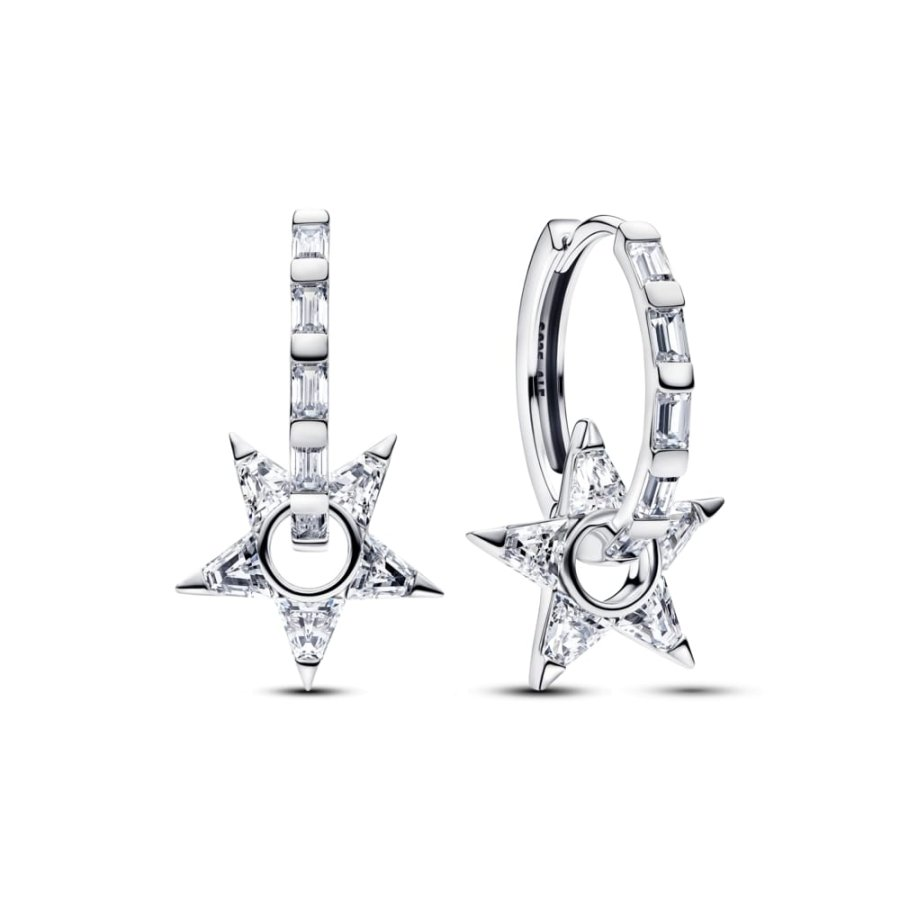 Pandora Star Sterling Silver Hoop Earrings