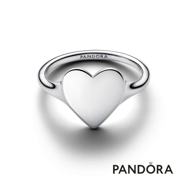 Engravable heart sterling silver ring
