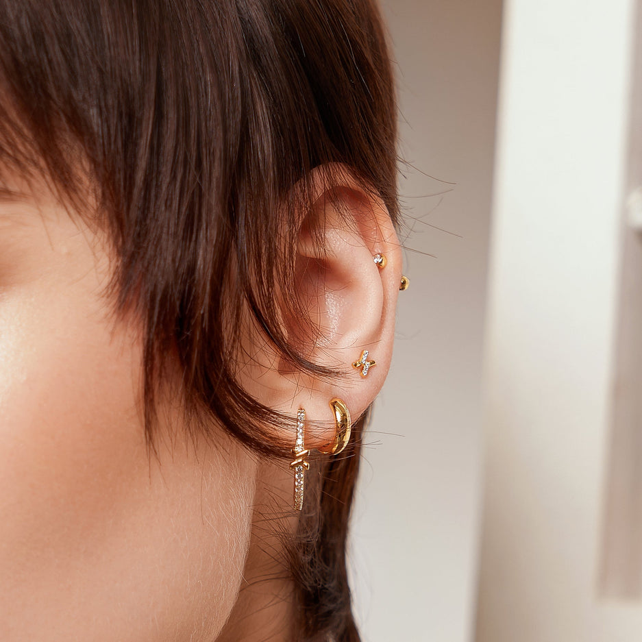 Anie Ahoie Gold Cross Cubic Zirconia Studs