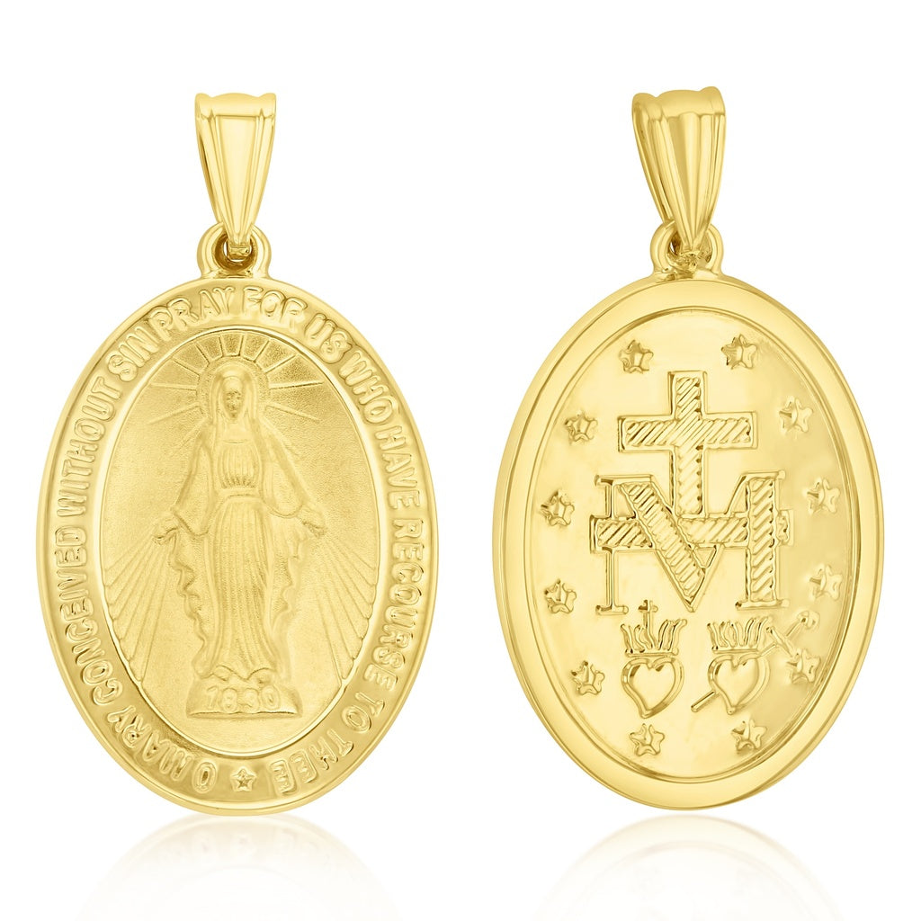 Large Madonna Medallion Pendant in Yellow Gold