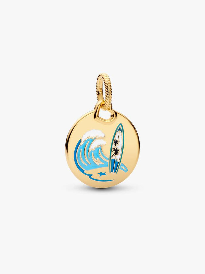 Pandora Surfing Round Tag Dangle Charm