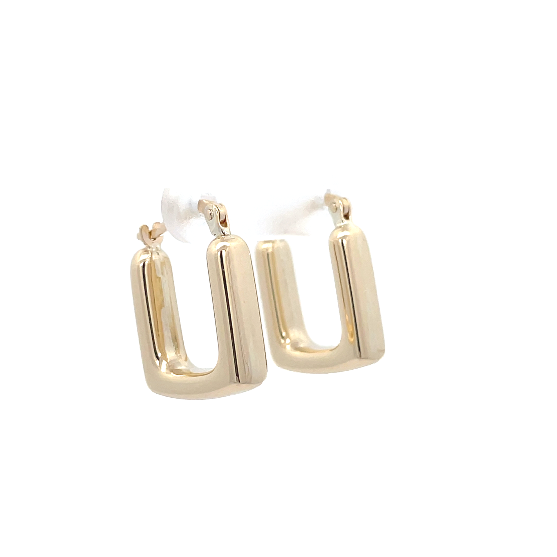 Yellow Gold Oblong Hoop Earring