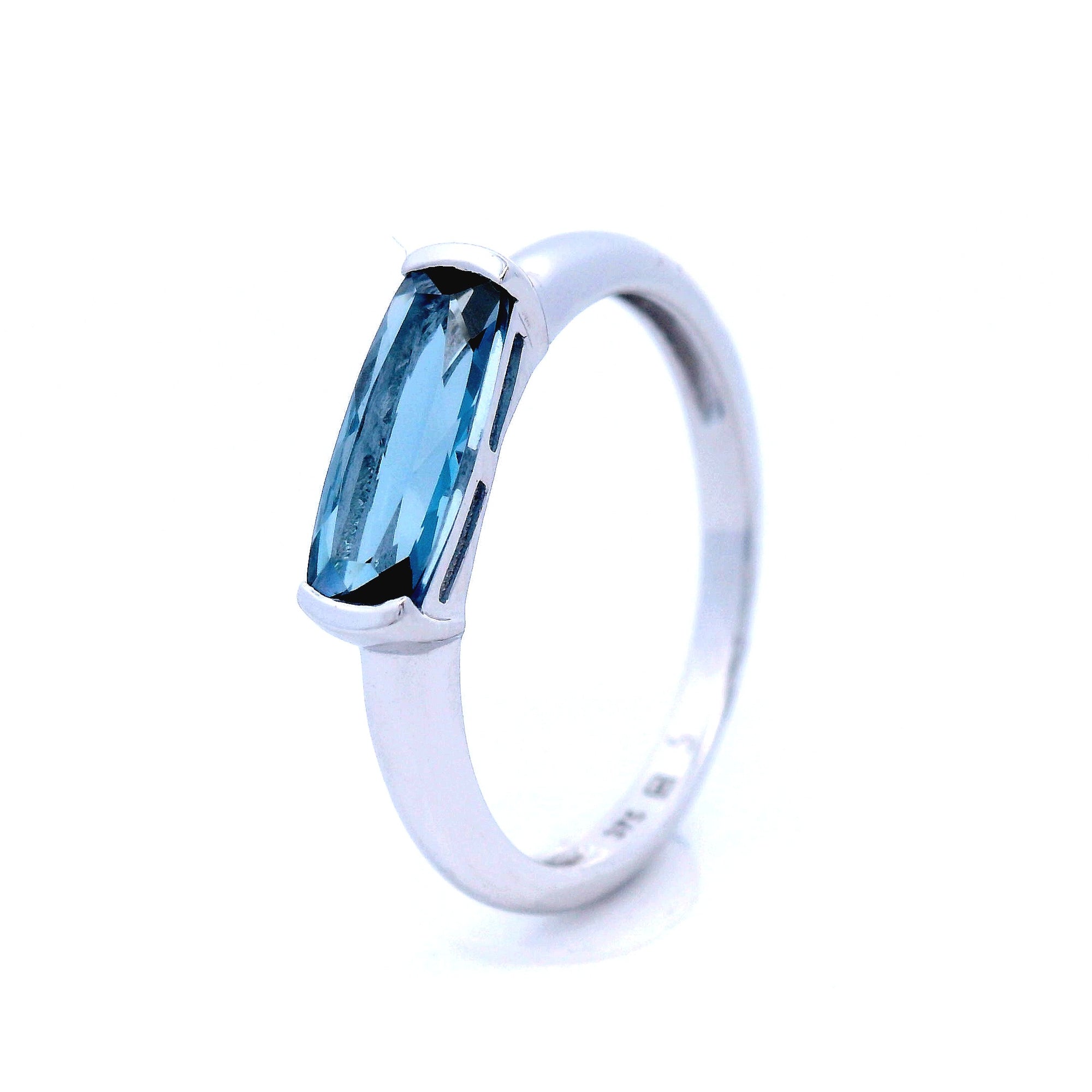 Cushion Cut London Blue Topaz Dress Ring