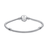 Snake chain sterling silver bracelet with Marvel The Avengers logo clasp