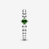May Dark Green Silver Ring with Man-Made Dark Green Crystal