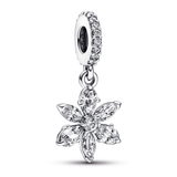 Herbarium cluster sterling silver dangle with clear cubic zirconia