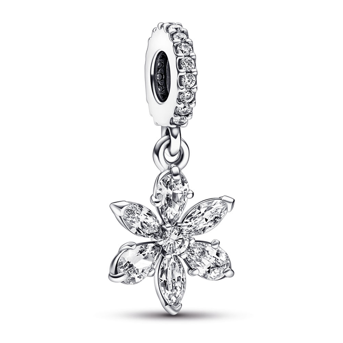Herbarium cluster sterling silver dangle with clear cubic zirconia