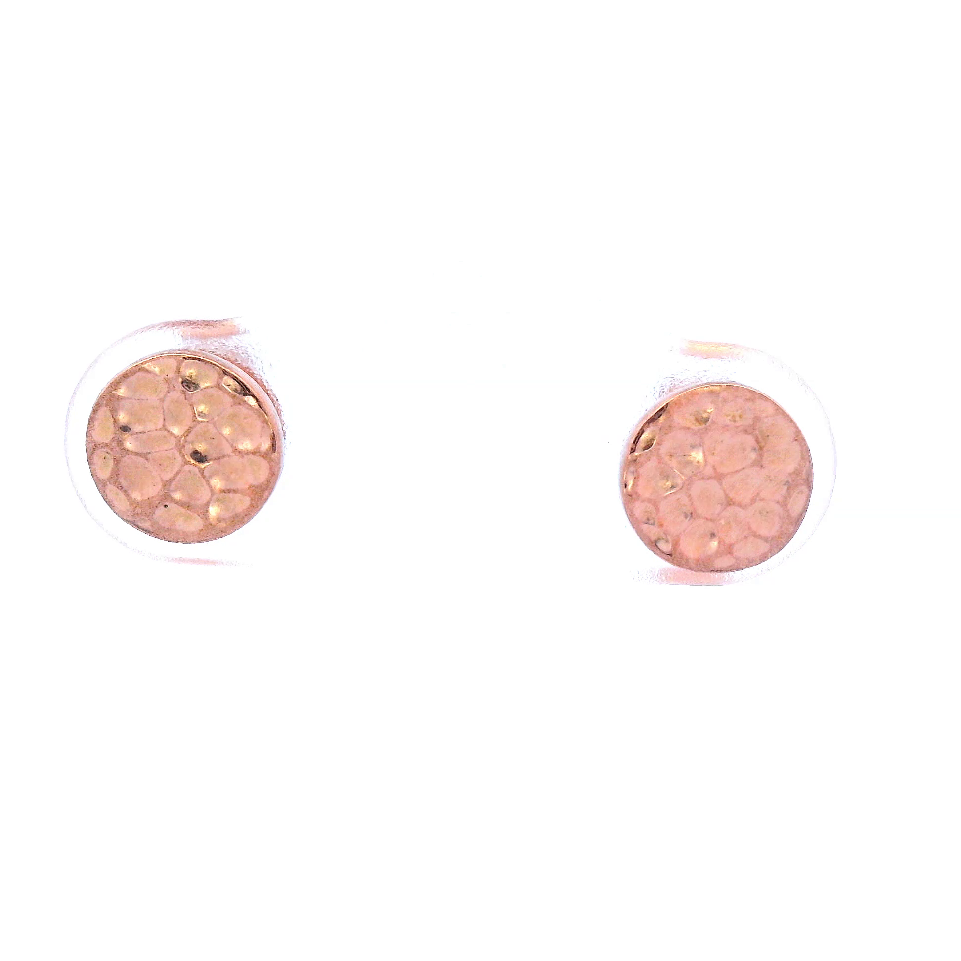 Hammered Disc Studs in 9 Carat Rose Gold