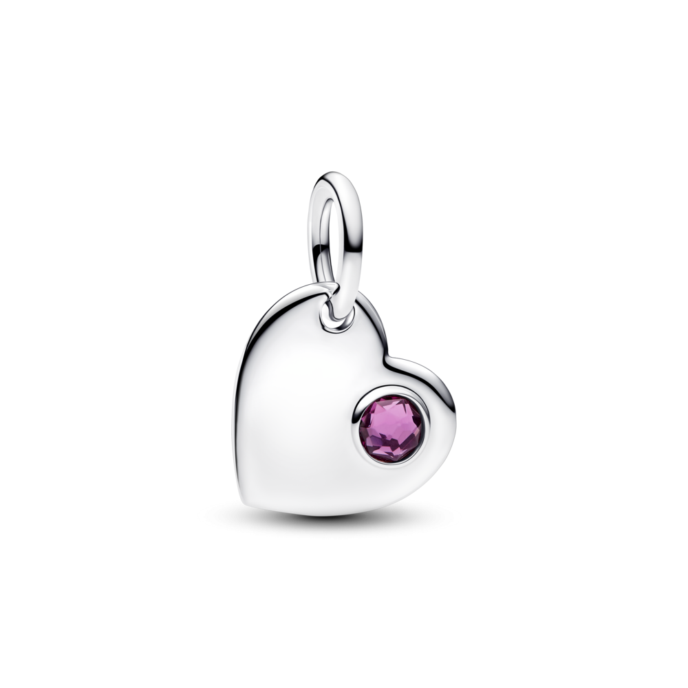 Pandora Engravable Heart Purple Stone Dangle Charm