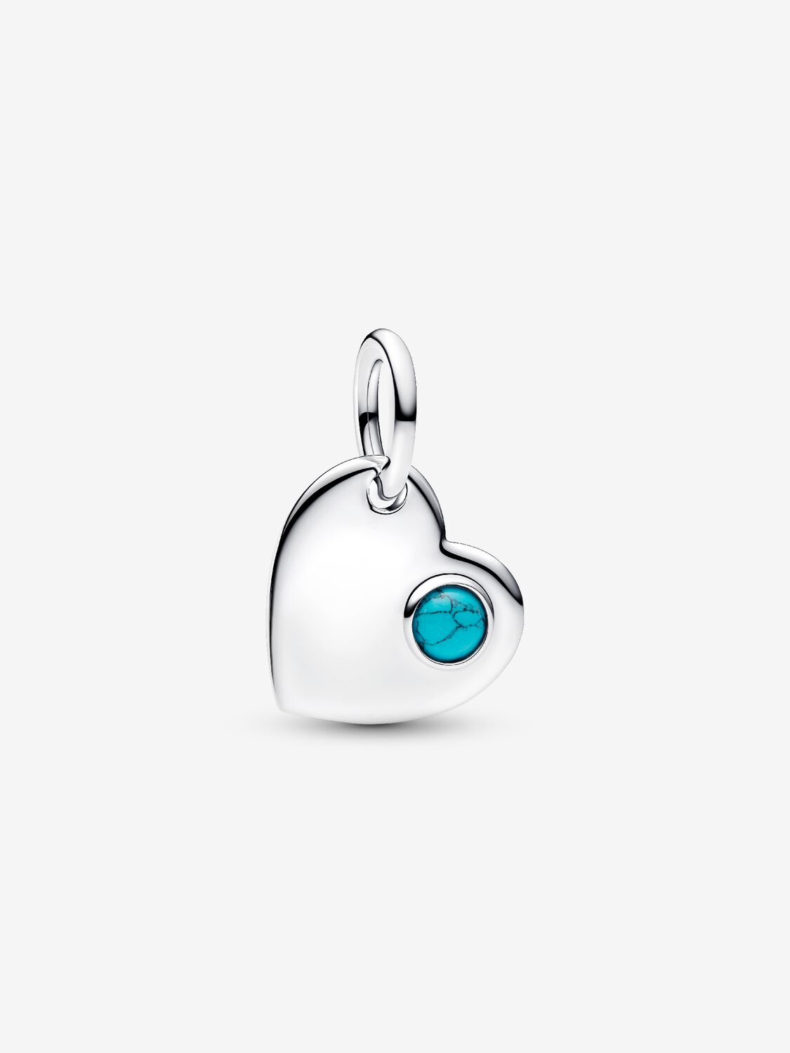 Pandora Engravable Heart Turquoise Blue Stone Dangle Charm