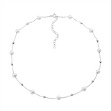 SS freshwater pearl & ball 40+5cm necklace