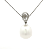 White South Sea Pearl and Diamond Pendant in White Gold