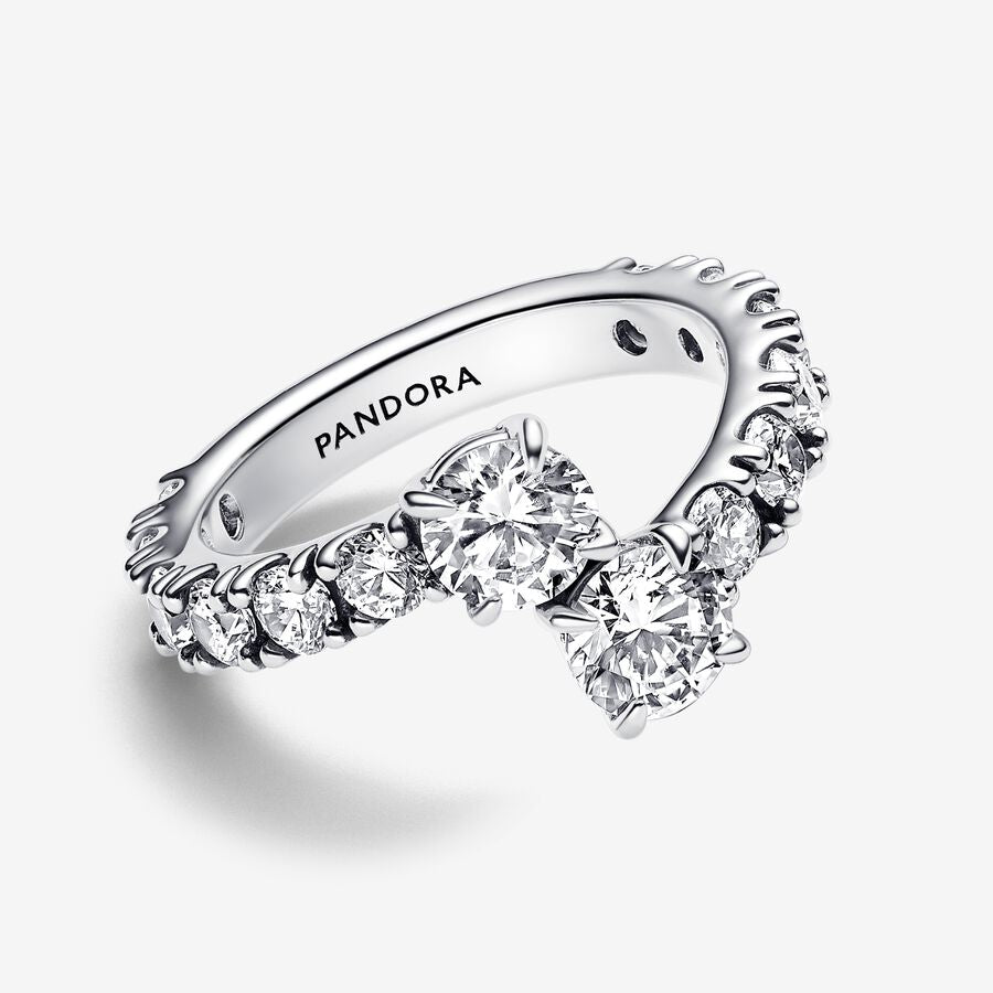 Sterling silver ring with clear cubic zirconia