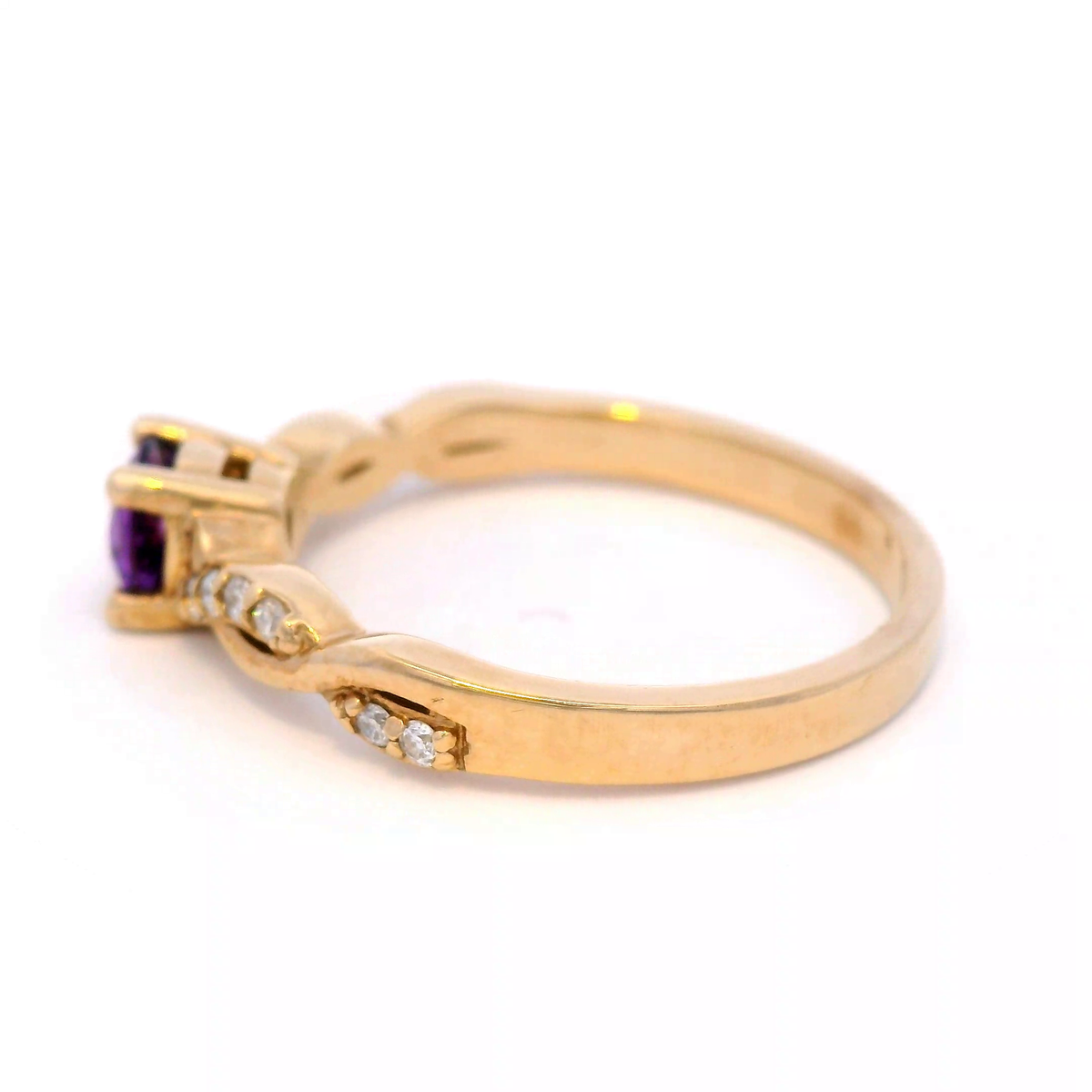 9 Carat Yellow Gold Amethyst and Diamond Dress Ring