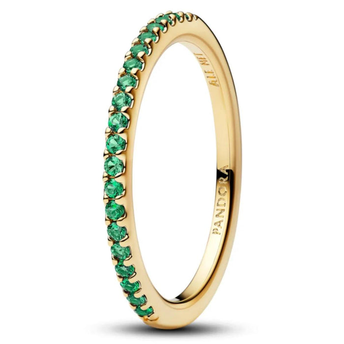 14k gold-plated ring with ocean green crystal