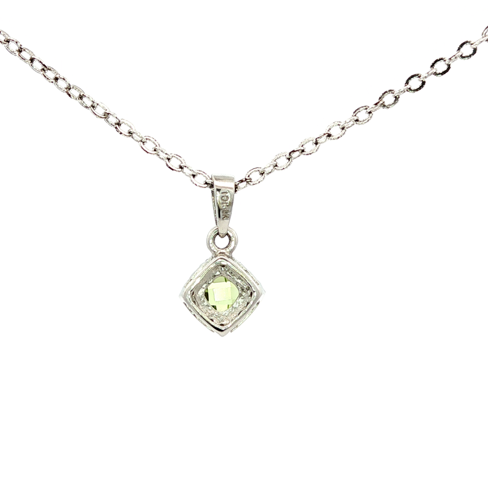 Diamond and Peridot Pendant in White Gold
