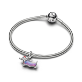 Pandora Christmas Dachshund Platinum-Plated Dangle