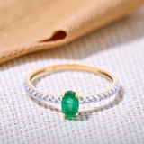 Emerald and Diamond Set Dress Ring in Yellow Gold