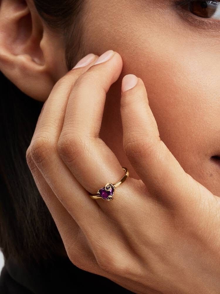 Disney Sally 14k gold-plated ring with violet purple crystal