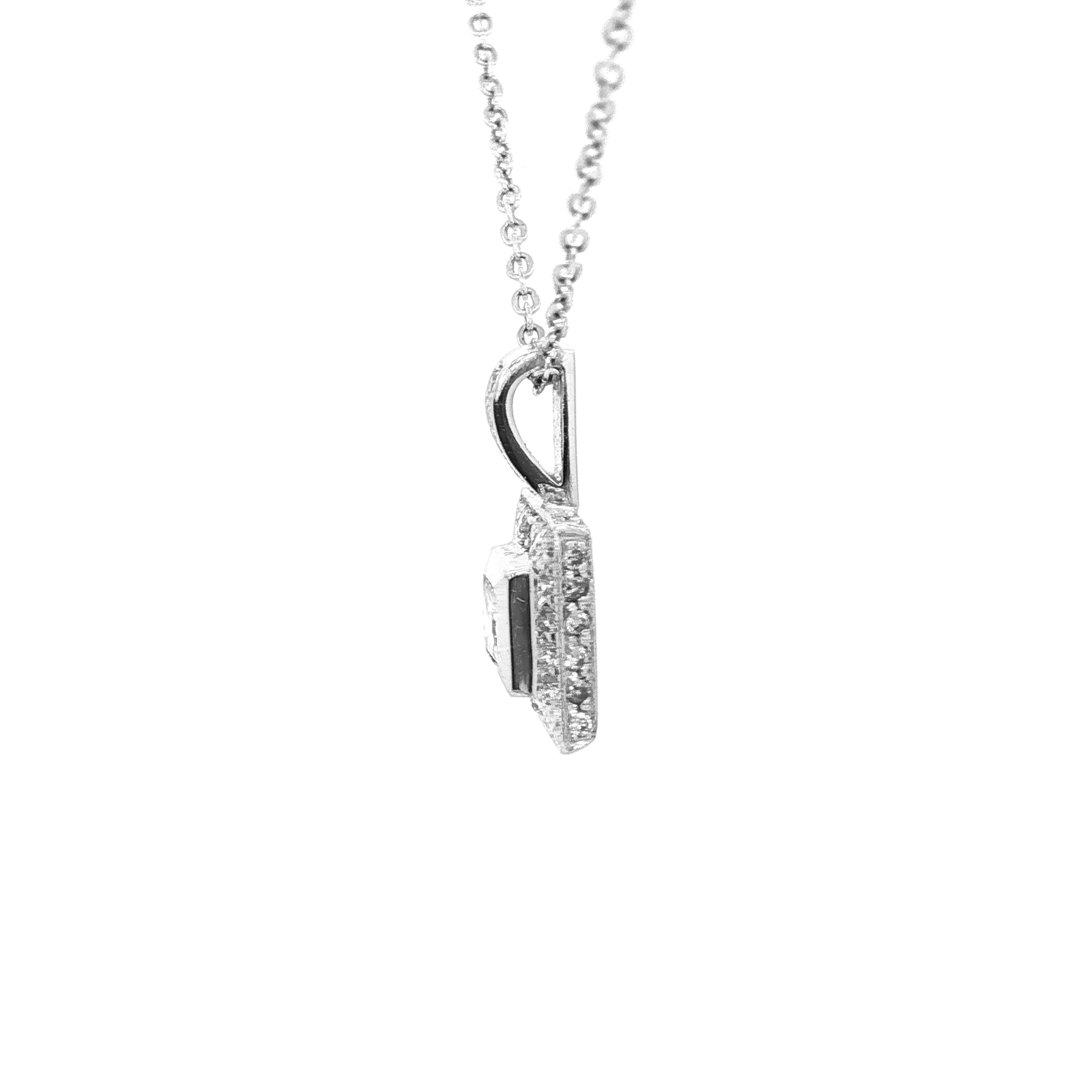 White Gold Necklace with Princess-Cut Diamond Pendant