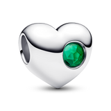 Pandora Engravable Green Stone Heart Charm