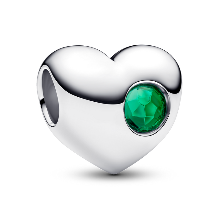 Pandora Engravable Green Stone Heart Charm