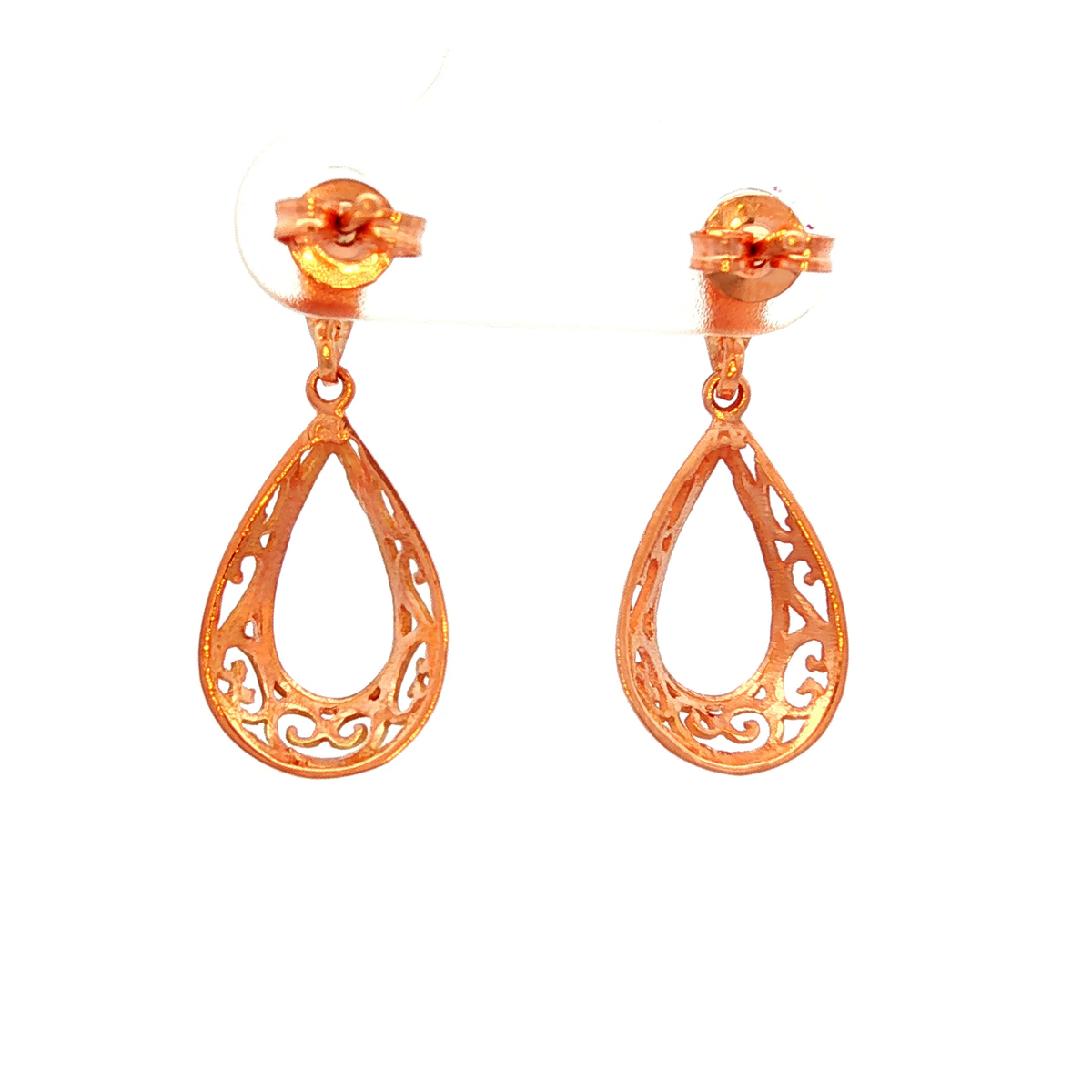 Filigree Tear Drops Earrings in Rose Gold