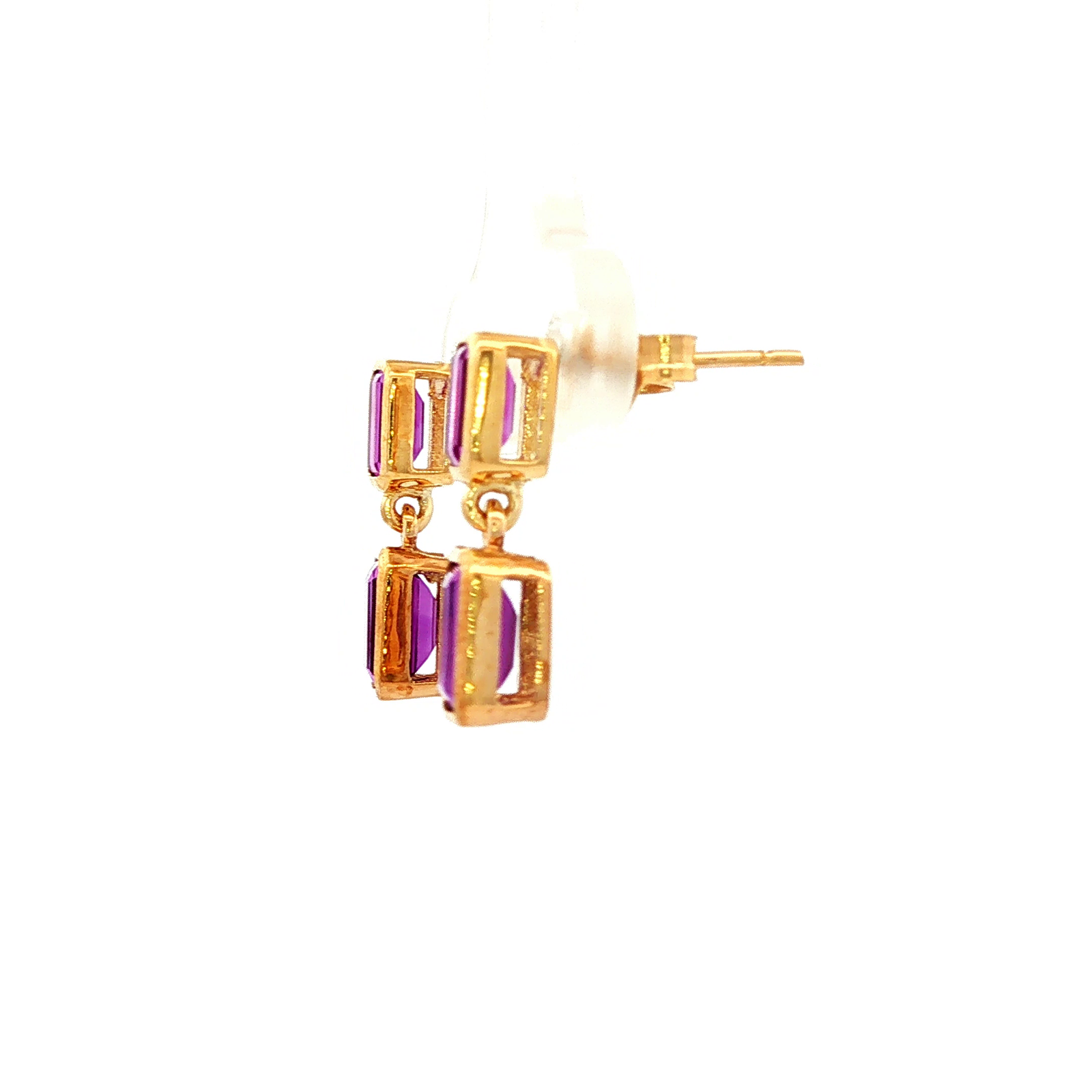 Amethyst Stud Earrings in Yellow Gold