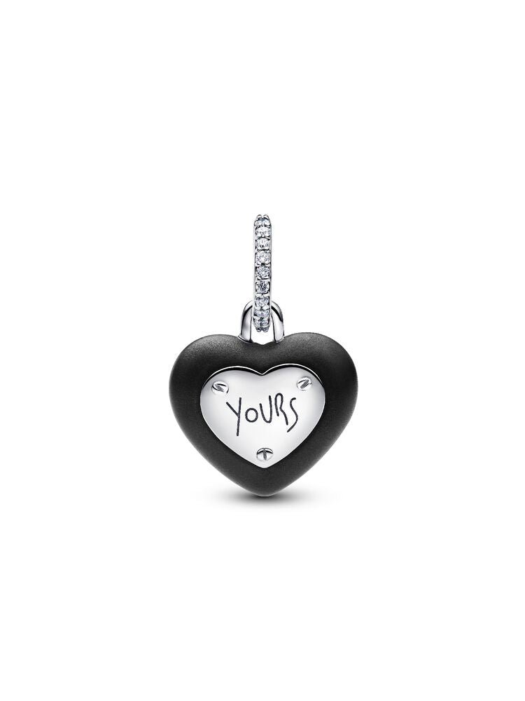 Pandora Matte Black Ceramic Heart Padlock Dangle Charm