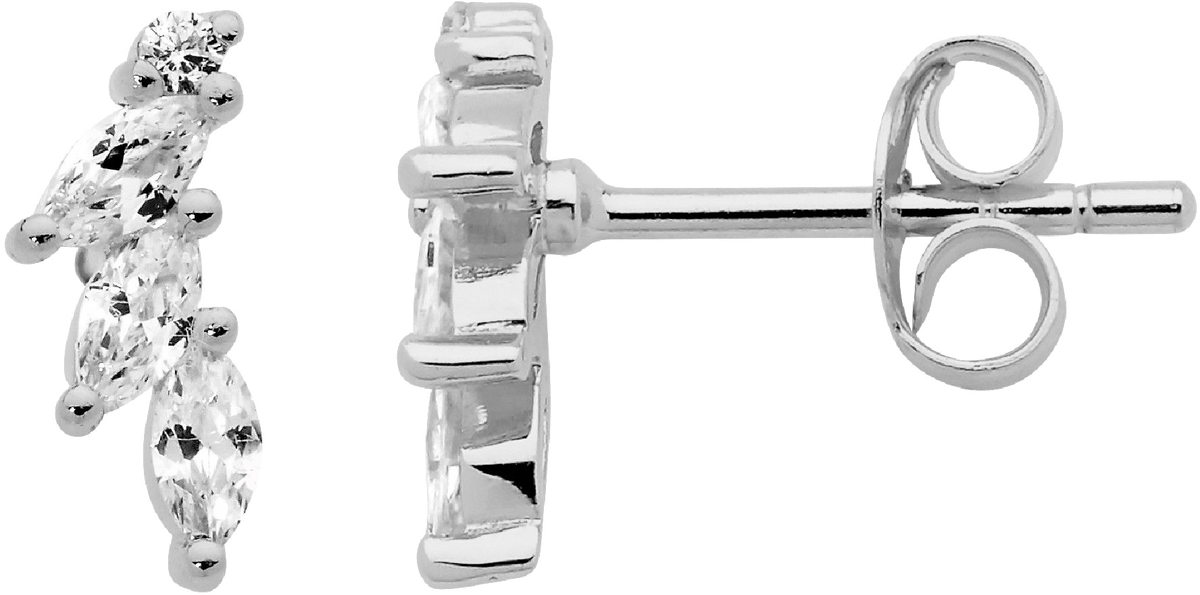 Ellani Rose Gold Plated Marquise & Round Stud Earrings