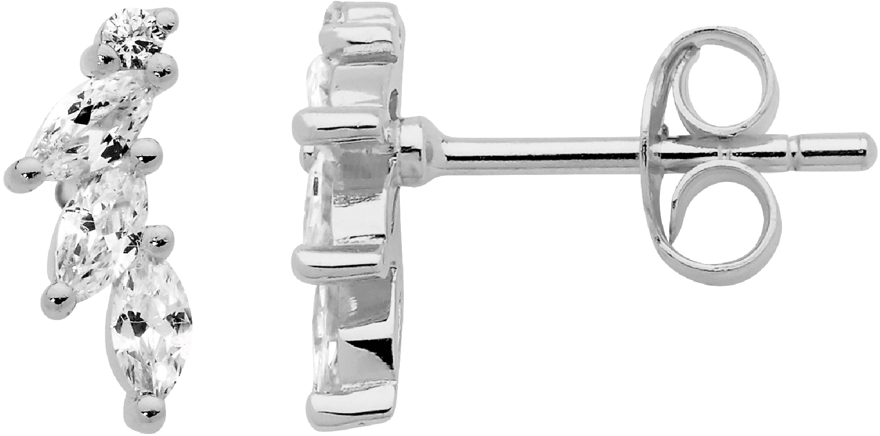 Ellani Rose Gold Plated Marquise & Round Stud Earrings