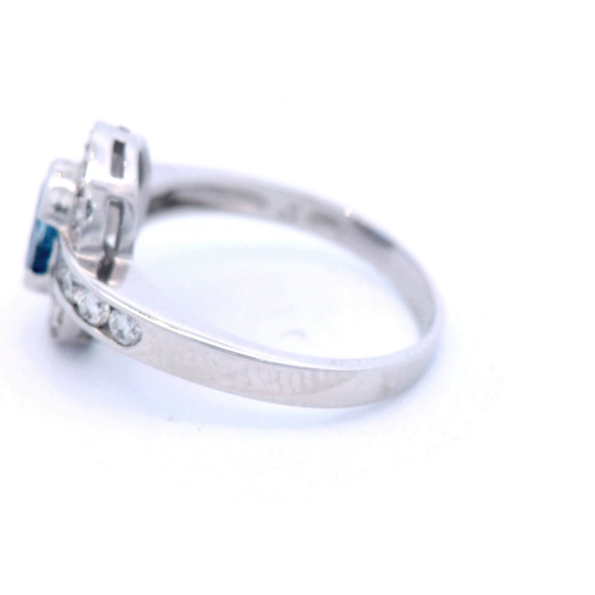 Aquamarine and Diamond Halo Dress Ring in White Gold