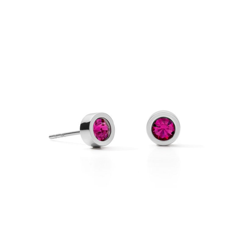 Coeur de Lion Silver Pink Crystal Stud Earrings