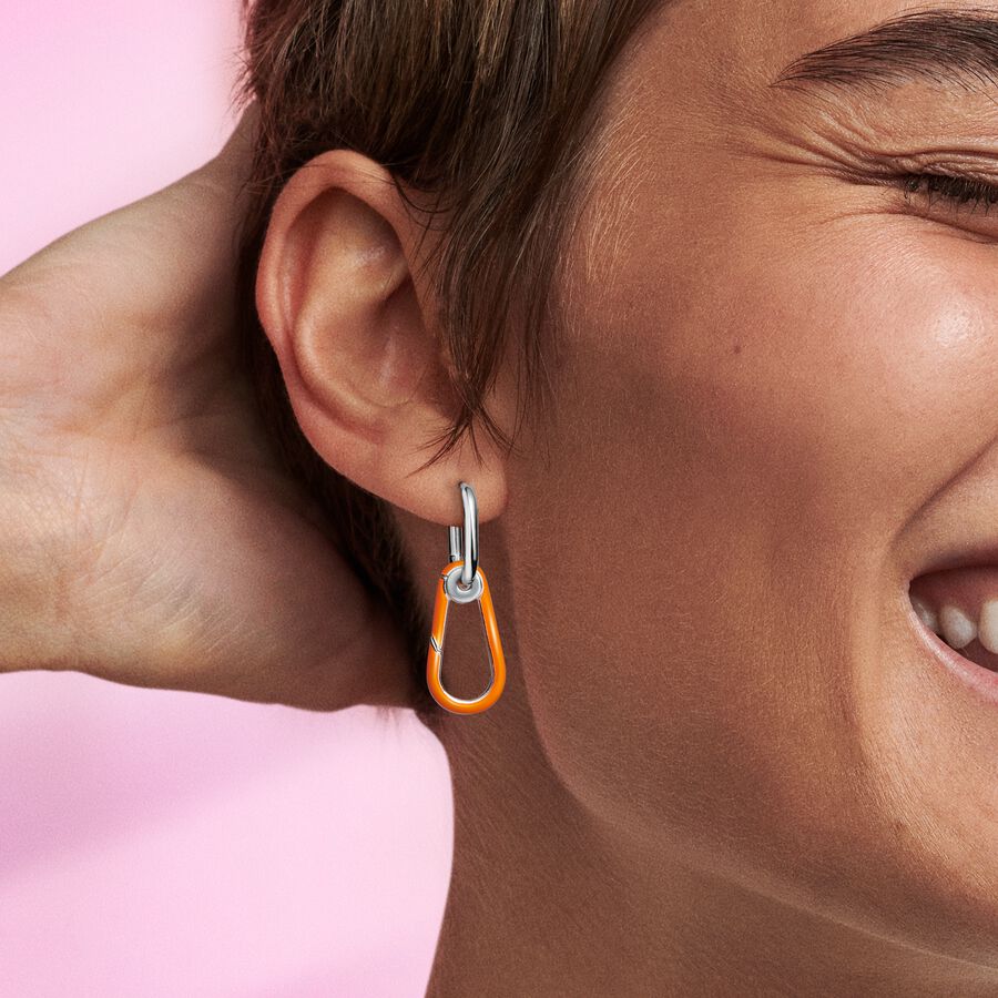 Pandora ME Bright Orange Hoop Link Earring