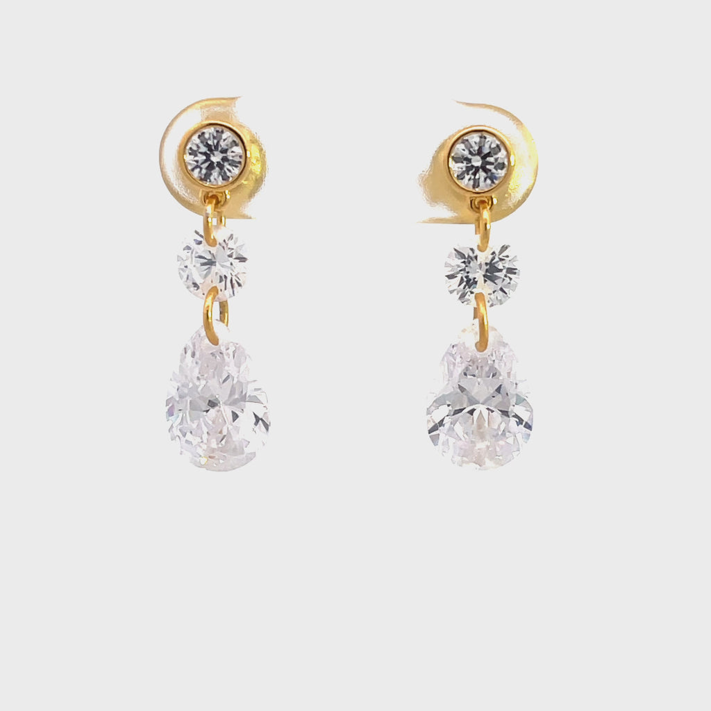 Georgini Mirage Augusta White Cubic Zirconia Earrings Gold