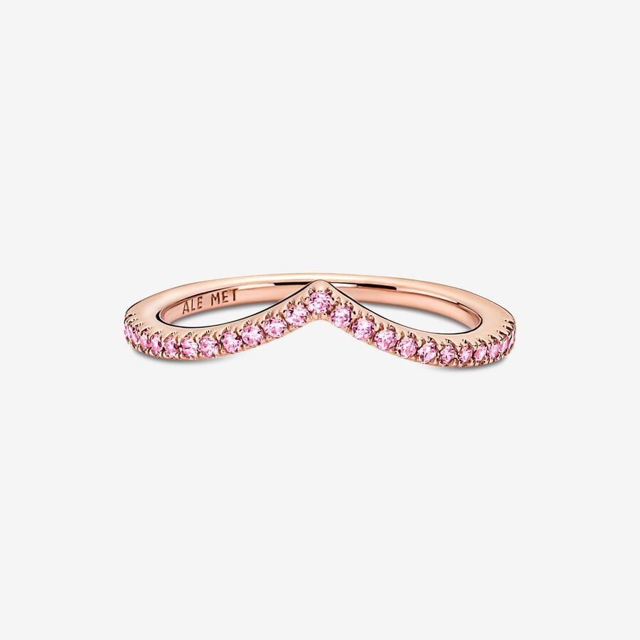 Wishbone 14k rose gold-plated ring with fancy fairy tale pink cubic zirconia