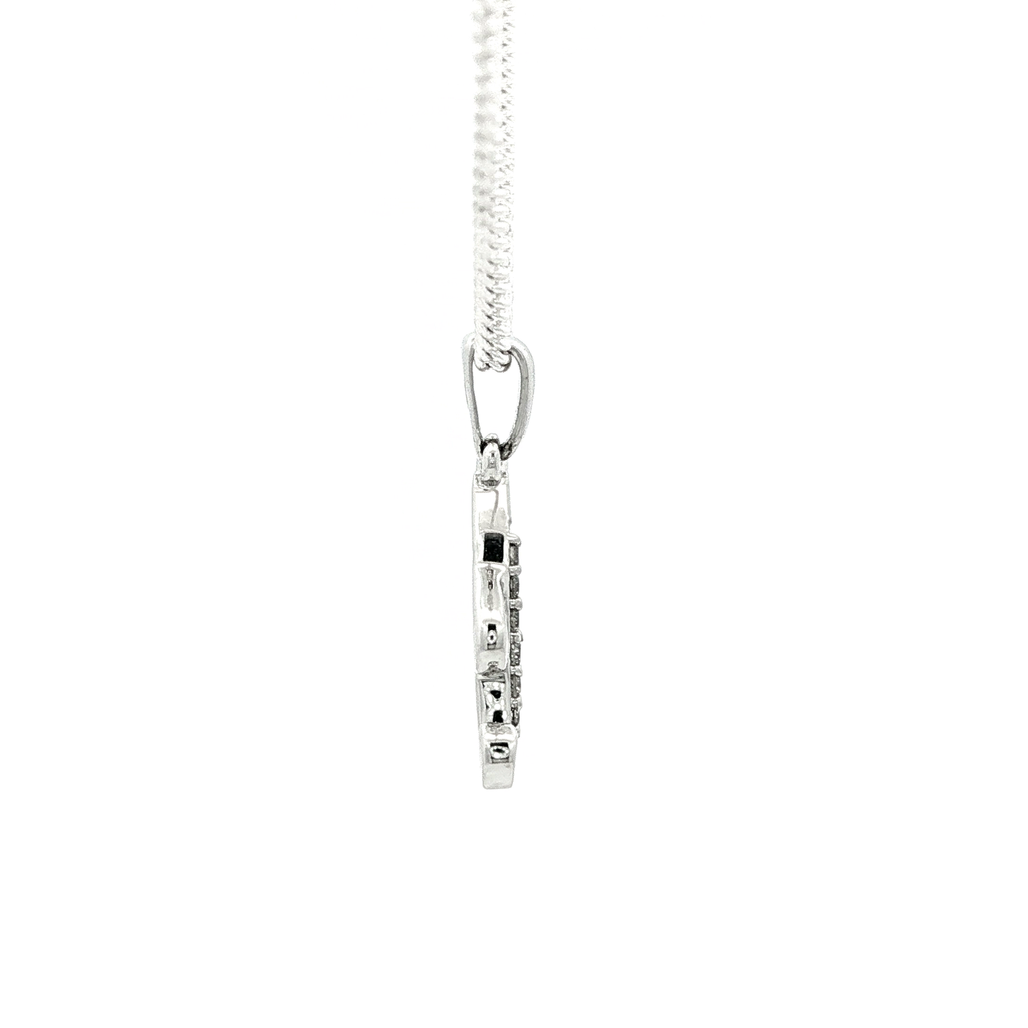 White Gold over Silver Diamond Initial 'H' Charm Necklace