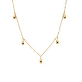 Stainless steel necklace 40+5cm w/ 5x tear drops