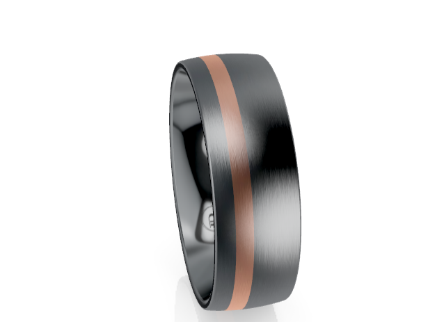 Gents Infinity Tantalum and 9ct Rose Gold Wedding Ring