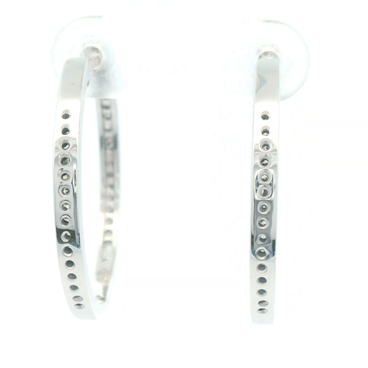 9CT W/G PAVE SET LARGE HUGGIE Dia EARRINGS TDW .50CT