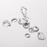 Organically Shaped Circle & Treated Freshwater Cultured Pearls Stud Earrings