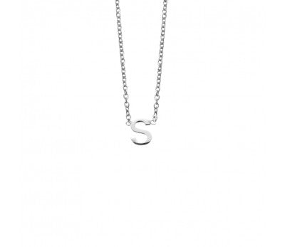 Sterling Silver Necklace with Initial Pendant S