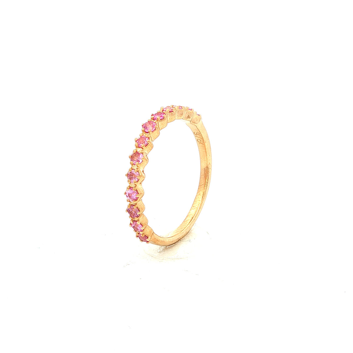 Straight Claw Set Pink Sapphire Dress Ring in Yellow Gold