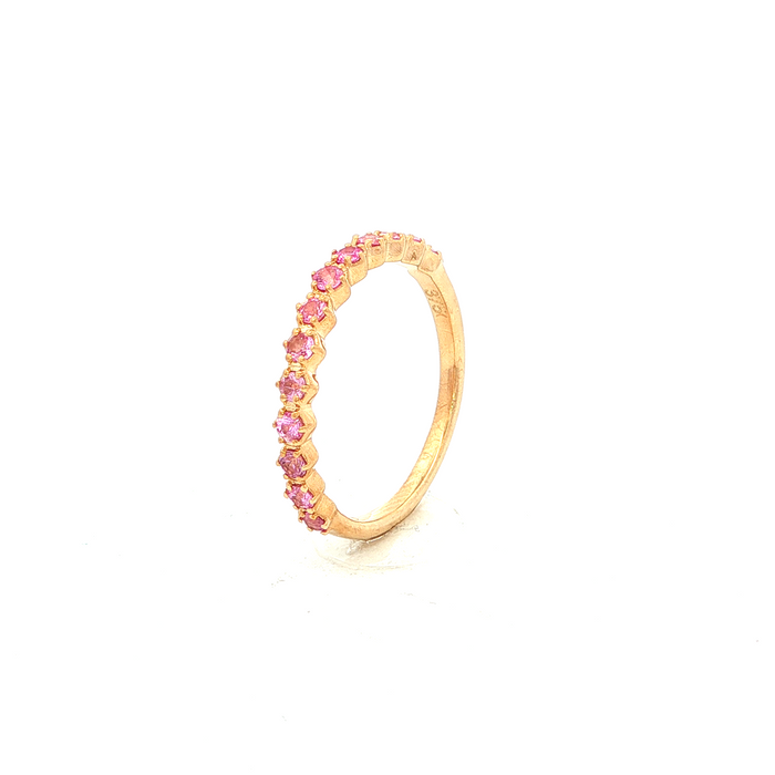 Straight Claw Set Pink Sapphire Dress Ring in Yellow Gold