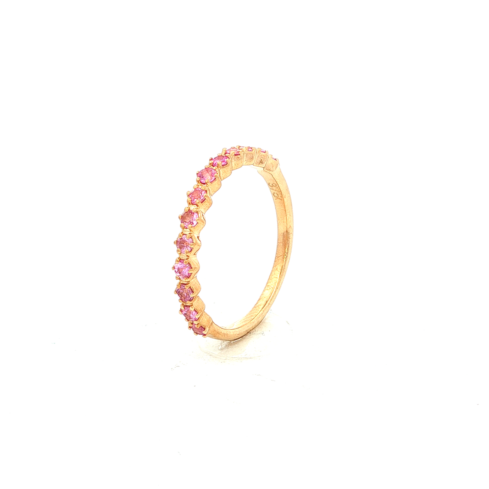 Straight Claw Set Pink Sapphire Dress Ring in Yellow Gold