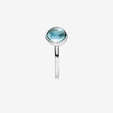 Silver ring with aqua blue crystal - 54