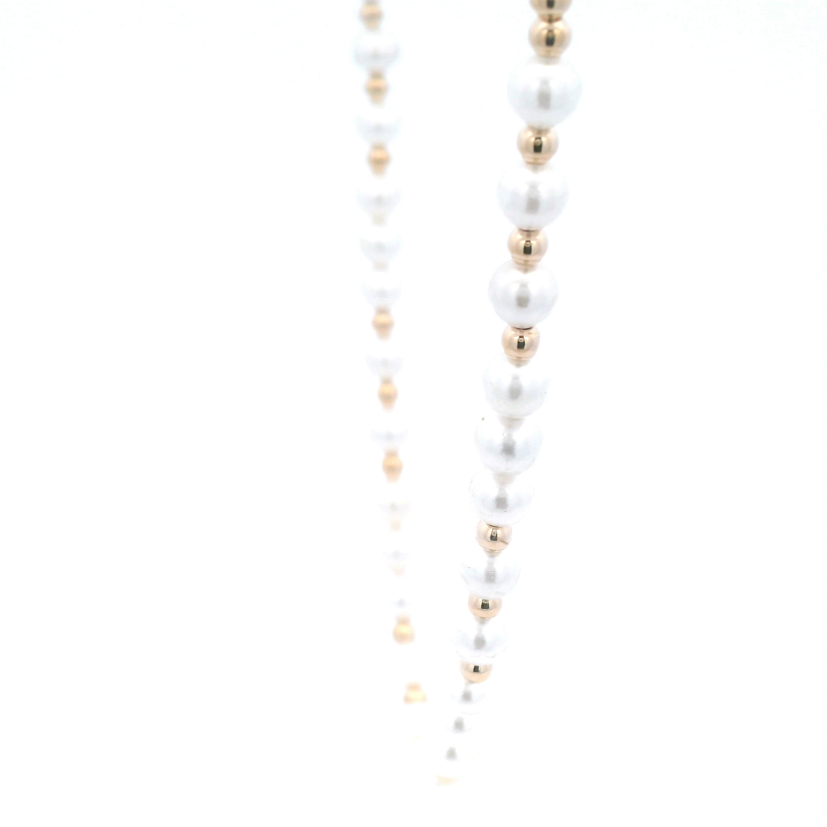 Yellow Gold Plated Alloy Bead Pearl Necklace