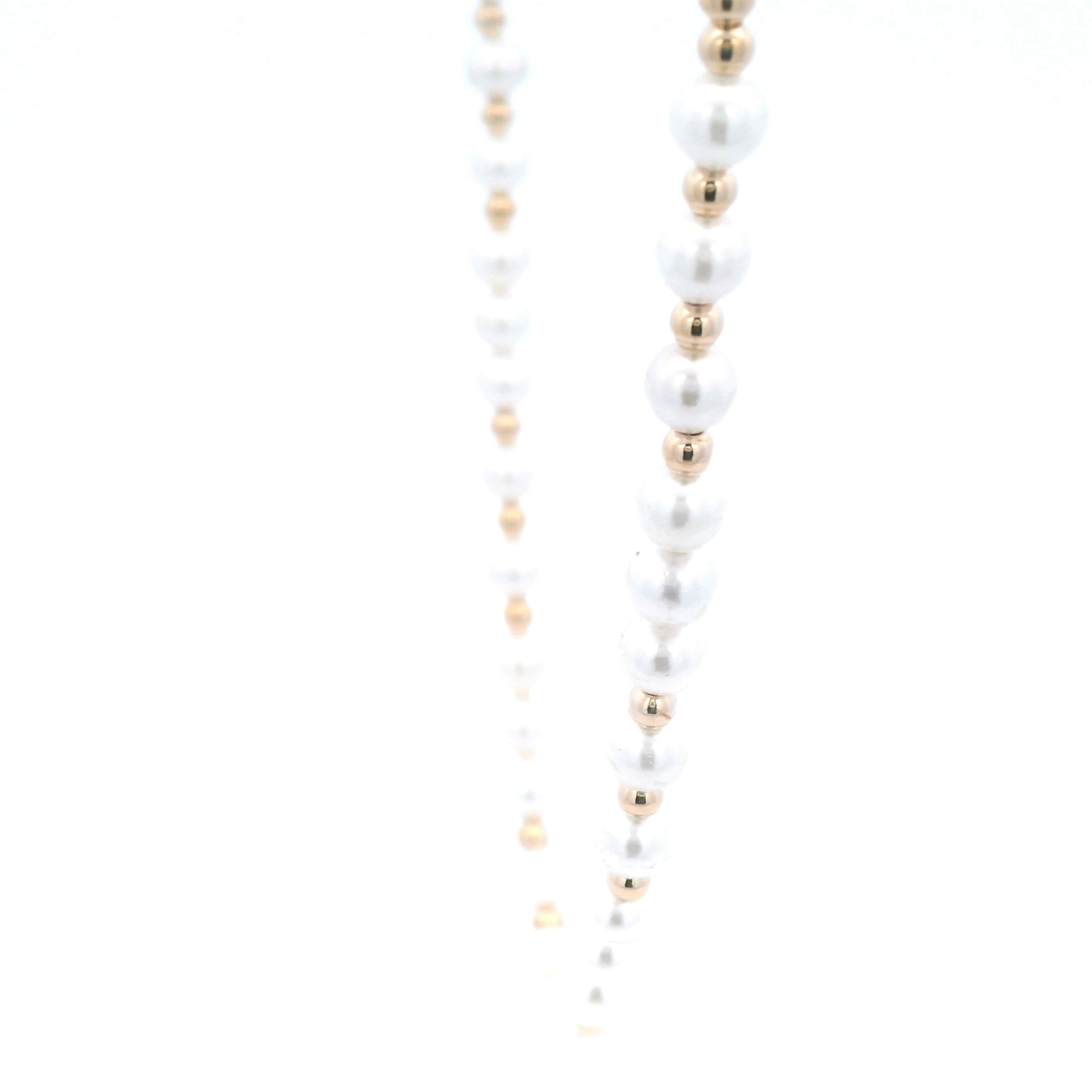 Yellow Gold Plated Alloy Bead Pearl Necklace