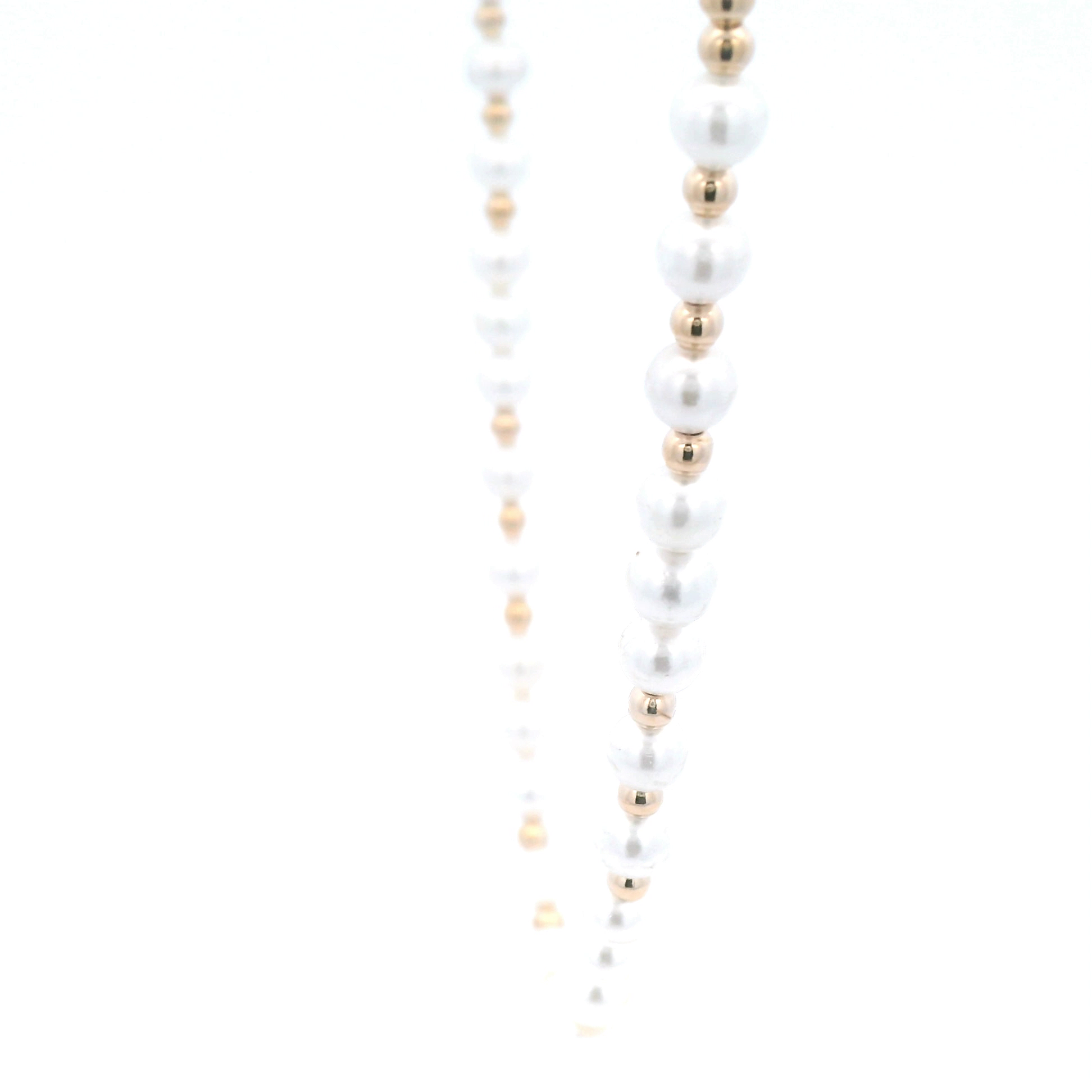 Yellow Gold Plated Alloy Bead Pearl Necklace